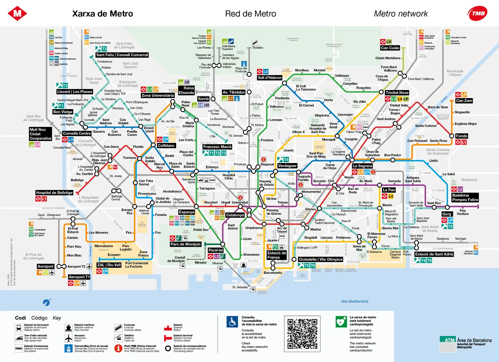 Map of Barcelona metro network